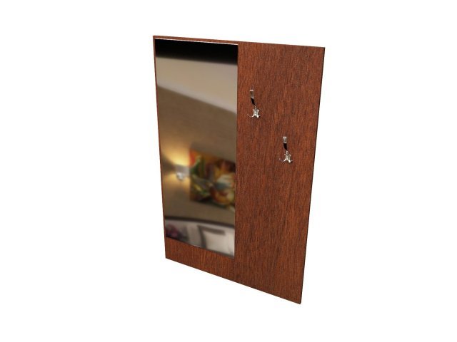 Панель из ЛДСП с зеркалом и крючками для гостиницы 90х1,8х142 см - «Comfort Standart», Орех