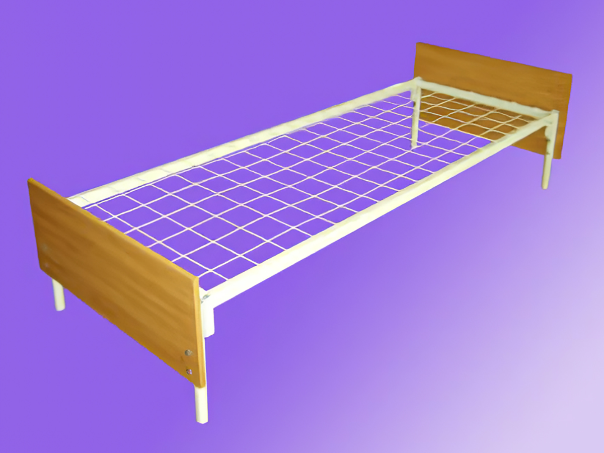 Одноярусная кровать (сетка 50х50) для общежития со спинкой толщиной 16 мм 190х70х60 см - «Comfort Econom»