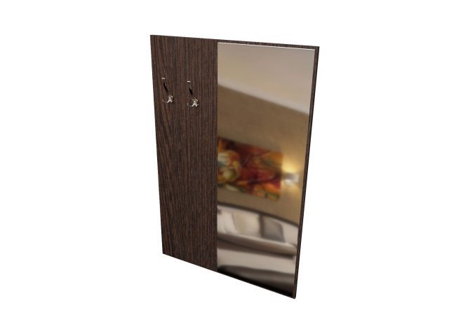 Панель из ЛДСП с зеркалом и крючками для гостиницы 90х1,8х142 см - «Comfort Style», Дуб Венге