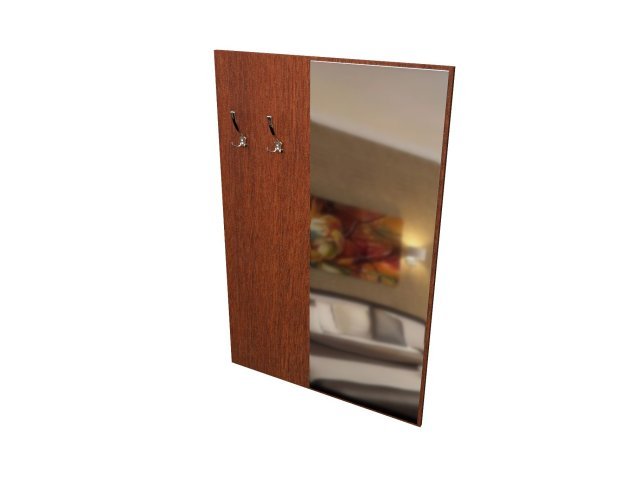 Панель из ЛДСП с зеркалом и крючками для гостиницы 90х1,8х142 см - «Comfort Style», Орех