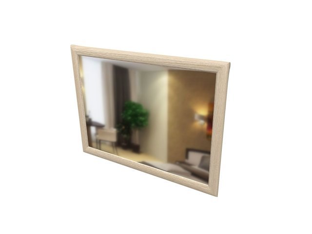 Зеркало в профиле МДФ для гостиницы 80х1,8х60 см - «Comfort Quadro», Ясень Шимо светлый