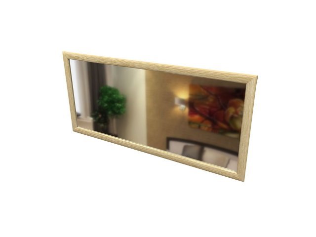 Зеркало в профиле МДФ для гостиницы 130х1,8х60 см - «Comfort Quadro», Дуб Беленый