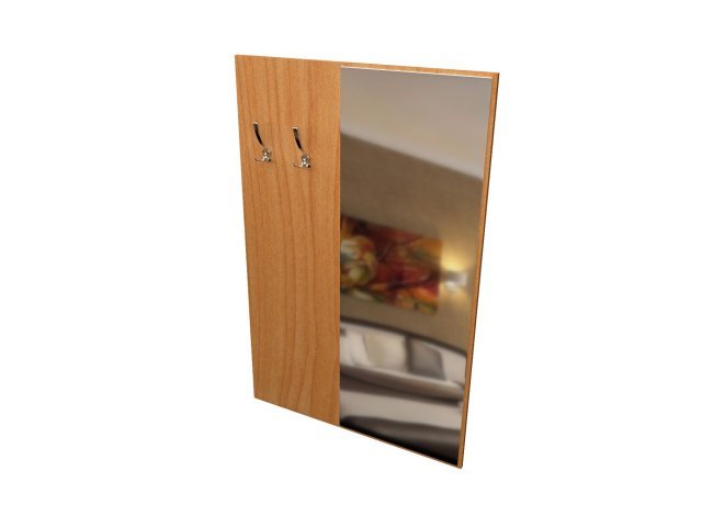 Панель из ЛДСП с зеркалом и крючками для гостиницы 90х1,6х142 см - «Comfort Style», Вишня Оксфорд