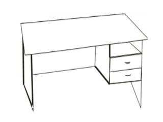 Однотумбовый стол с с 2 ящиками для общежития 120х60х75 см - «Comfort Econom»