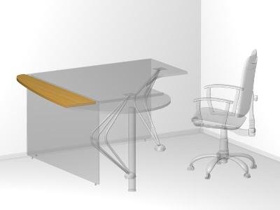 Конференц-приставка для офиса 120х30х2,5 см - «Visa Metallic»