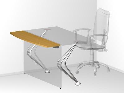 Конференц-приставка глубиной 30 см для офиса 120х30х2,5 см - «Visa Metallic»