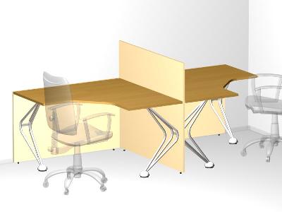 Двойной угловой стол для офиса 120х245х72(105) см - «Visa Metallic»