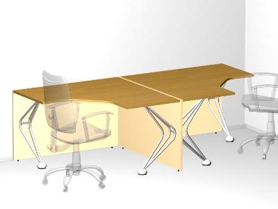 Двойной угловой стол для офиса 120х245х72 см - «Visa Metallic»