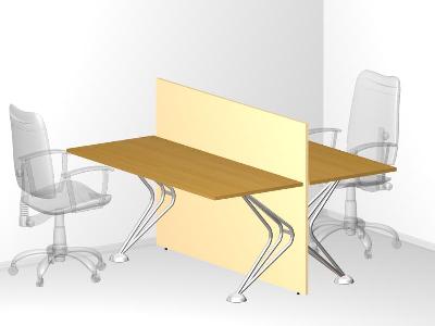 Двойной стол с высокой фронтальной панелью для офиса 140х125х105 см - «Visa Metallic»