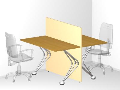 Двойной стол с высокой фронтальной панелью для офиса 120х125х105 см - «Visa Metallic»