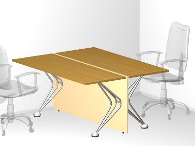 Двойной стол с низкой фронтальной панелью для офиса 160х125х72 см - «Visa Metallic»