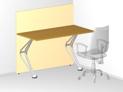 Одинарный стол с высокой фронтальной панелью для офиса 120х60х105 см - «Visa Metallic»