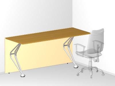 Одинарный стол с низкой фронтальной панелью для офиса 160х60х72 см - «Visa Metallic»
