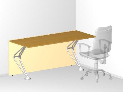 Одинарный стол с низкой фронтальной панелью для офиса 140х60х72 см - «Visa Metallic»