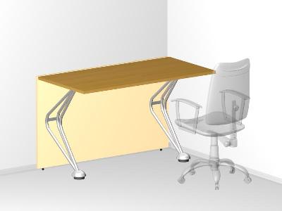 Одинарный стол с низкой фронтальной панелью для офиса 120х60х72 см - «Visa Metallic»