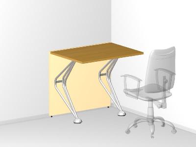 Одинарный стол с низкой фронтальной панелью для офиса 80х60х72 см - «Visa Metallic»