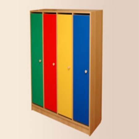 Четырехсекционный детский шкаф "Радуга" для детского сада - 128x35.2x135 см