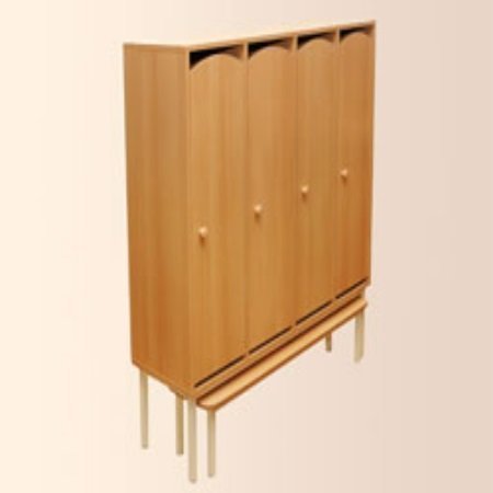 Четырехсекционный детский шкаф "Волна" на М/К (В-300) для детского сада - 128x35.2x135 см