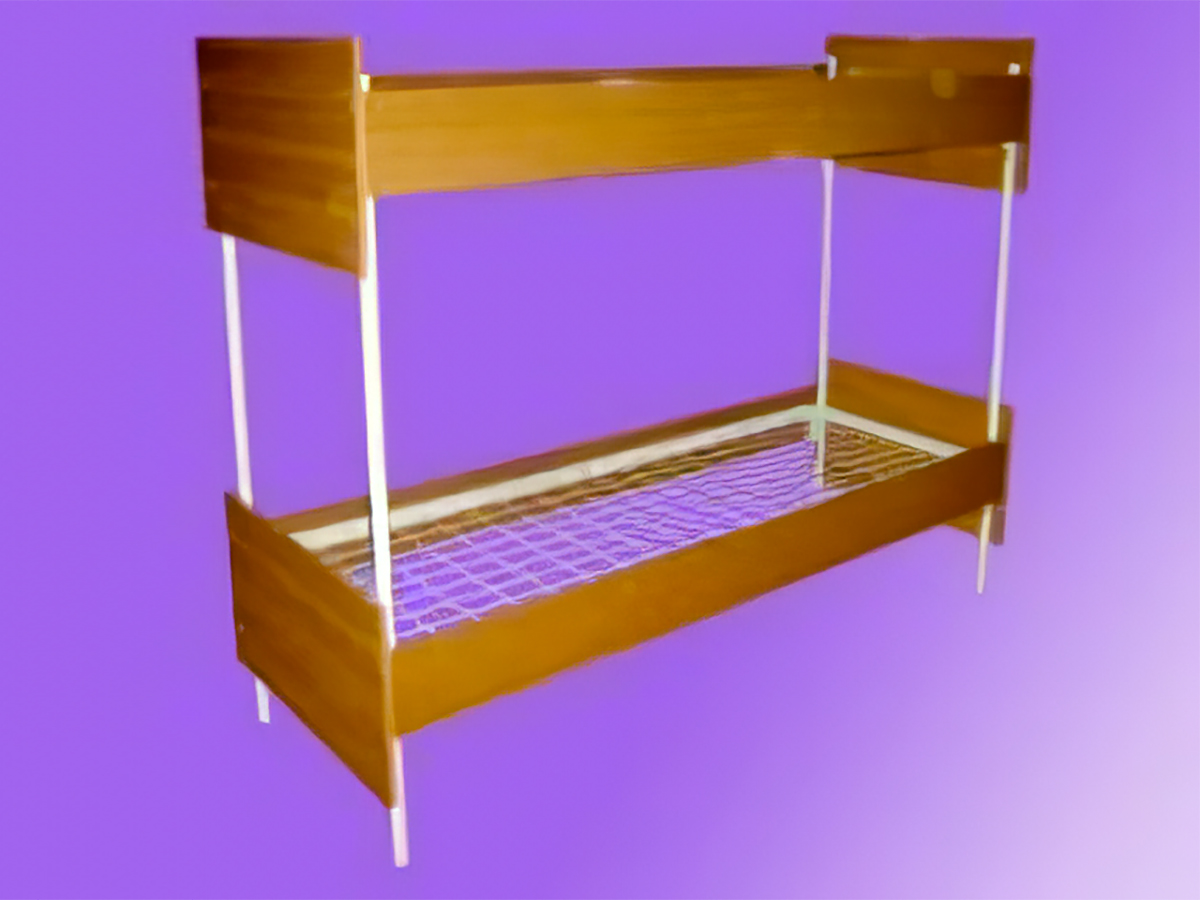 Двухярусная кровать для общежития со спинкой и царгами ЛДСП 190х70х185 см - «Comfort Econom»